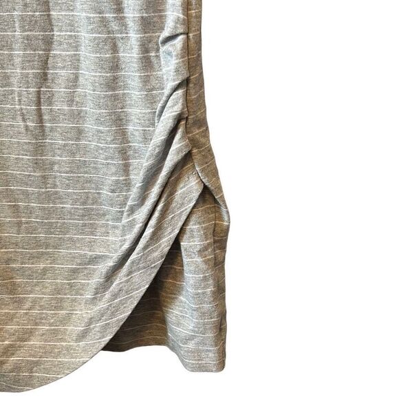 Gray Striped T-Shirt Dress Short Sleeve Casual Everyday Comfortable - Picture 4 of 6